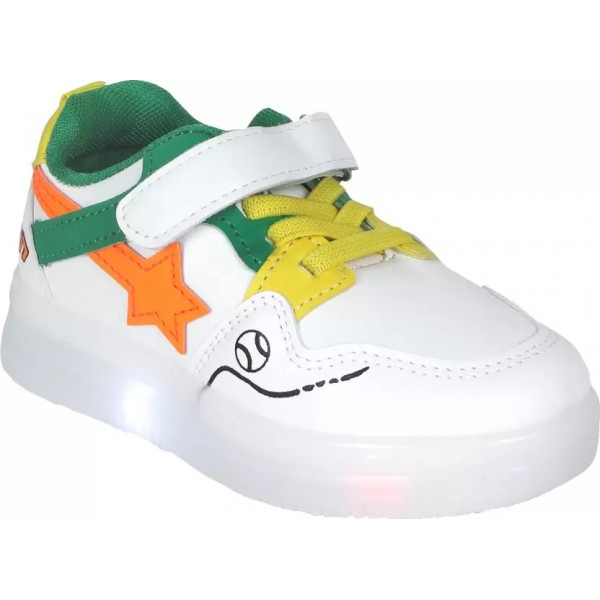 velcro LED shoes grn n wht 