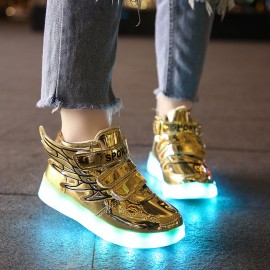  Fashion Wing LED Lights Up Shoes Remote Control Flashing Sneakers for Kids Girls Boys gold