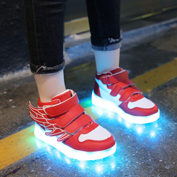 Fashion Wing LED Lights Up Shoes Remote Control Flashing Sneakers For Kids Girls Boys red