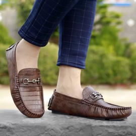 Stylish Casual Faux Leather Driving and Loafers Shoes New Arrivals Loafers For Men  (Brown)