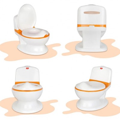 LuvLap Comfy Western Style Realistic Baby Potty Training Seat with Lid potty seat, potty pot for 1 + Year  child, potty trainer with Detachable Potty Bowl, Suitable for Boys & Girls (Orange)
