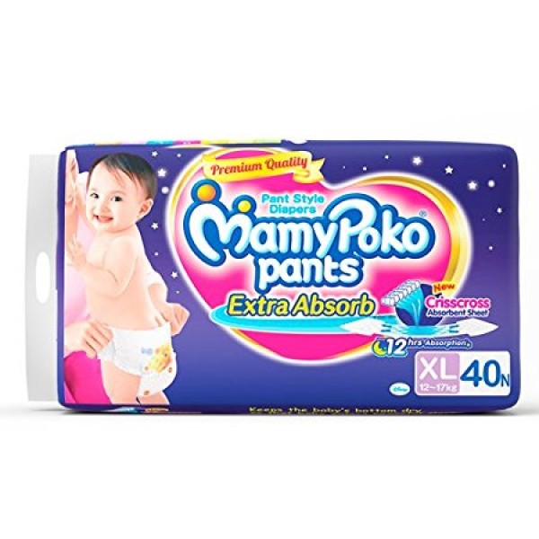 MamyPoko Pants Extra Absorb Diaper Extra Large Size(40 Count)