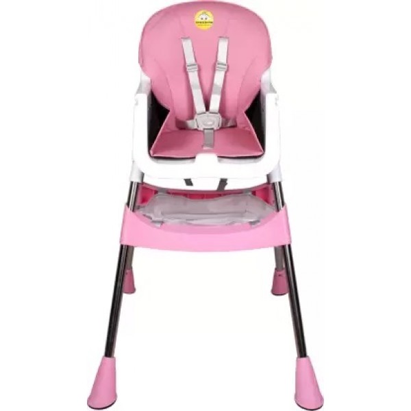 Grand Sporty High Chair with 5 Point Safety Harness | Removable Food Tray, Adjustable Height & Foot Rest pink