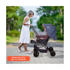 Mee Mee Baby Pram with Reversible Handle - Navy Blue 0 to 3 Years, L 68 x W 48 x H 96 cm, carrying capacity 30 kg, sturdy pram with reversible handle and storage basket