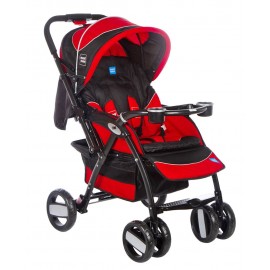 Mee Mee Advanced Baby Pram With Shock Absorber Wheels - Red 0 to 3 Years, 69 x 62 x 99 cm, Carrying capacity 15 kg, sturdy stroller with reversible handle and child tray