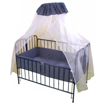 Mothertouch Baby Cot DLX (navy Blue Dotted)