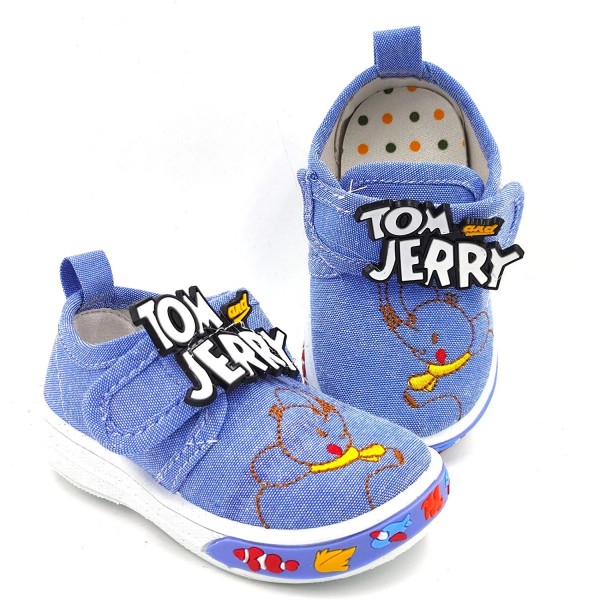 baby world  Unisex Chu chu Sound Walking Tom & Jerry Shoes for Baby Boys & Baby Girls | Age Group 9-24 Months | Blue & Grey