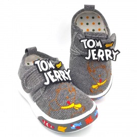 baby world Unisex Chu chu Sound Walking Tom & Jerry Shoes for Baby Boys & Baby Girls | Age Group 9-24 Months | Blue & Grey