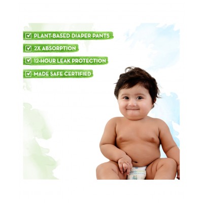 mamaearth Plant-Based Diaper Pants for Babies Size New Born - 40 Pieces 3 to 5 kg, Made from nature, it is most suitable for babies as it does not irritate the babys delicate skin even after absorbing a lot of fluid