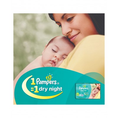 Pampers Baby Dry Diapers New Born To Small - 5 Pieces Upto 8 Kg, 1 Pampers = 1 Dry Night, With magic gel and cotton like soft cover