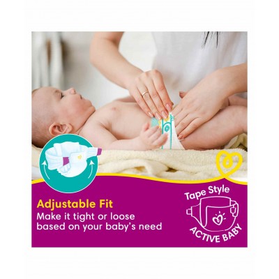 Pampers Active Baby Taped Diapers, Extra Large size diapers, (XL) 32 count, taped style custom fit 12 kg +, 5 star skin protection, Keeps your baby dry, even under pressure to let them play uninterruptedly