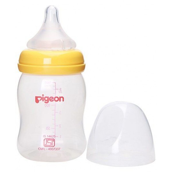 Pigeon Peristaltic Plus Plastic Wide Neck Feeding Bottle Yellow - 160 ml