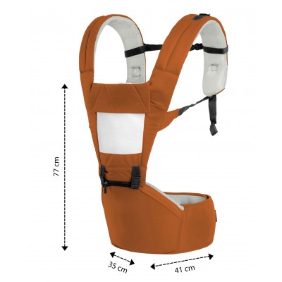 R for Rabbit Upsy Daisy Smart Hip Seat Baby Carrier - Brown Cream 6 to 24 Months, 41 x 35 x 77 cm, Carrying Capacity 15 kg, easy to use, fits parents perfectly and securely with only a few adjustments