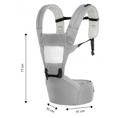 R for Rabbit Upsy Daisy Smart Hip Seat Baby Carrier - Grey Cream 3 to 24 Months, 41 x 35 x 77 cm, Carrying Capacity 15 kg, easy to use, fits parents perfectly and securely with only a few adjustments