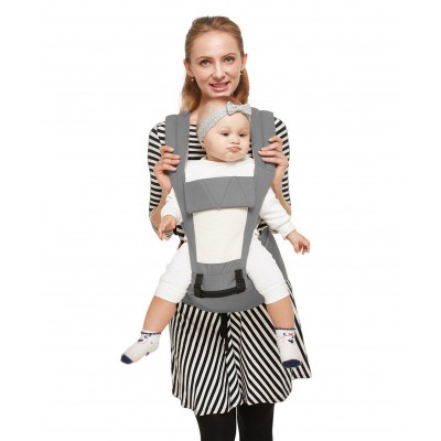 R for Rabbit Upsy Daisy Smart Hip Seat Baby Carrier - Grey Cream 3 to 24 Months, 41 x 35 x 77 cm, Carrying Capacity 15 kg, easy to use, fits parents perfectly and securely with only a few adjustments