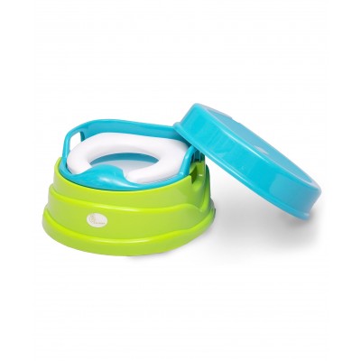 R for Rabbit Ding Dong 4 In 1 Convertible Potty Seat - Green Blue 18 Months+, L 39 x B 37 x H 17 cm, Carrying capacity 20 kg, light weight potty seat with comfortable seat and a lid