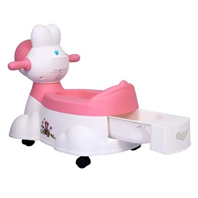1st Step Musical BabyToilet/Potty Trainer/Seat With Removable Tray, Wheels & Closing Lid (Pink)