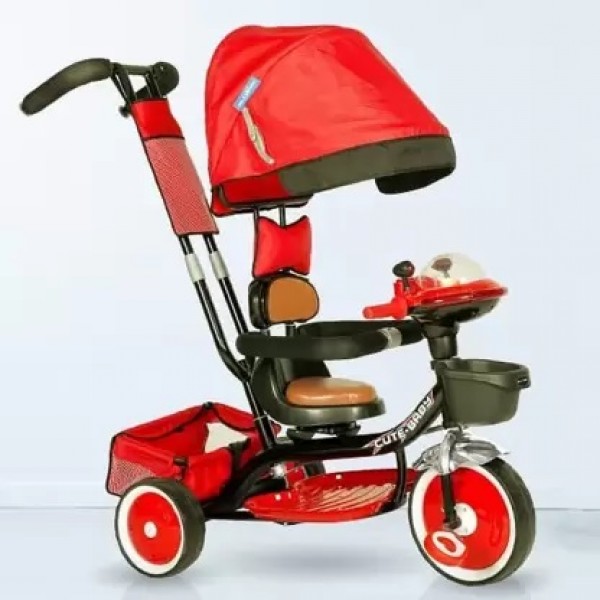  cute baby Allwyn Toddler Tricycle with Foldable Canopy for 1-3 Years Kids Cute Baby Tricycle  (Red)