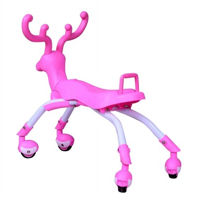 Baby World Store Glide Dear Ride On and Baby Walker with 360 Degree Wheels & Metal Legs (PINK)