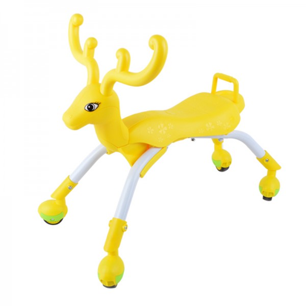 Baby World Store Glide Dear Ride On and Baby Walker with 360 Degree Wheels & Metal Legs (Yellow)
