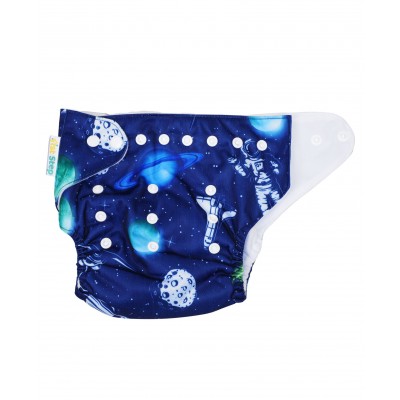 1st Step Adjustable Reusable Diaper With Diaper Liner Saturn Print - Blue 0 to 24 Months, The material is soft on the baby's skin and does not cause irritation or diaper rashes