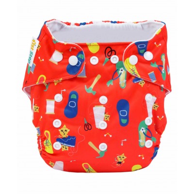 1st Step Size Freesize Adjustable, Washable and Reusable Diaper with Diaper Liner (Orange)