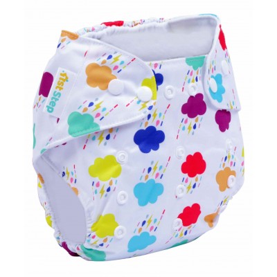 1st Step Size Adjustable Reusable Diaper With Diaper Liner Cloud Print - White 0 to 24 Months, The inner reusable insert offers extra absorbency
