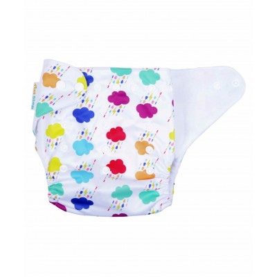 1st Step Size Adjustable Reusable Diaper With Diaper Liner Cloud Print - White 0 to 24 Months, The inner reusable insert offers extra absorbency