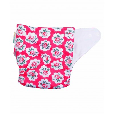1st Step Size Free size Adjustable, Washable and Reusable Diaper with Diaper Liner (Flower)