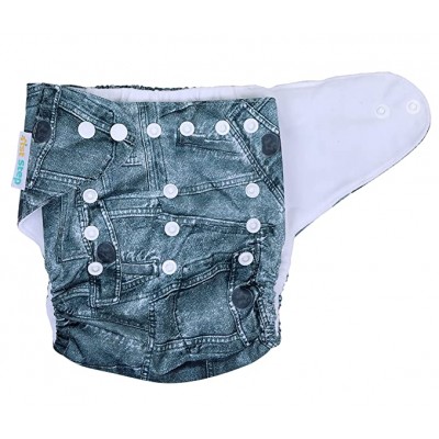 1st Step Size Freesize Adjustable, Washable And Reusable Diaper With Diaper Liner (Dark Denim)