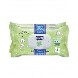 Chicco Baby Moments Bipack Fliptop Wipes Pack of 2 - 144 Pieces 0 Months+, For tender, loving comfort